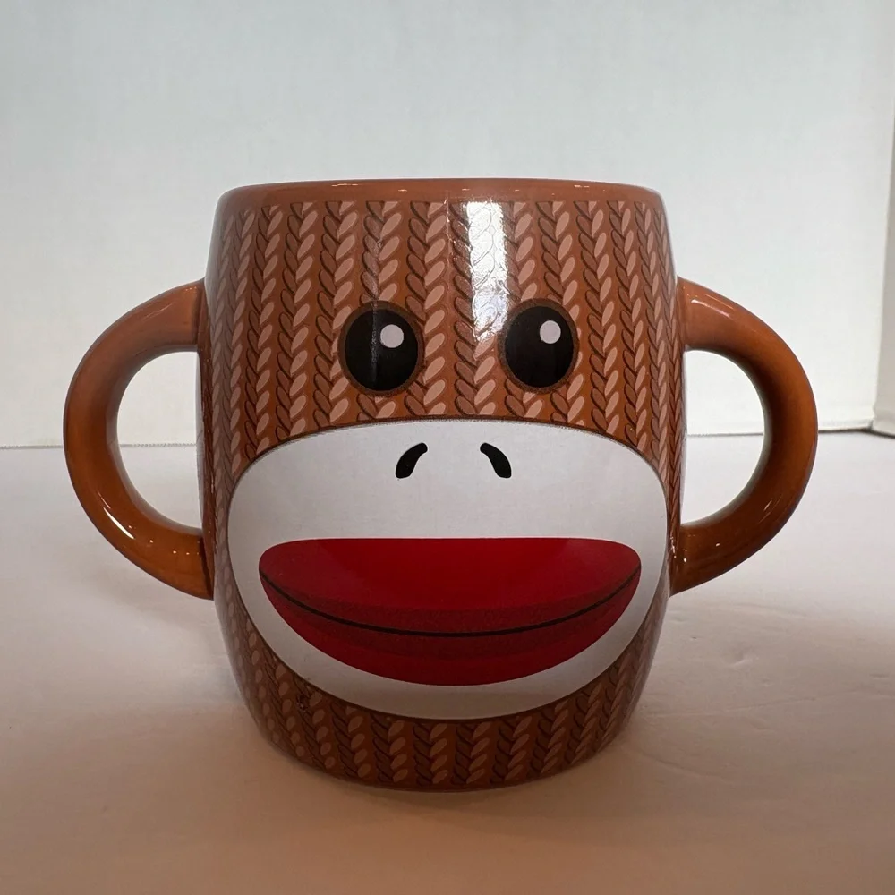Sock Monkey brown 2-handle coffee mug